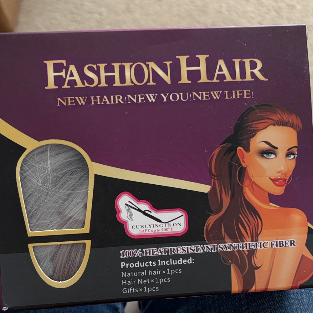 3 pack! Synthetic Fiber Hair Extension - Silver - Picture 2 of 12
